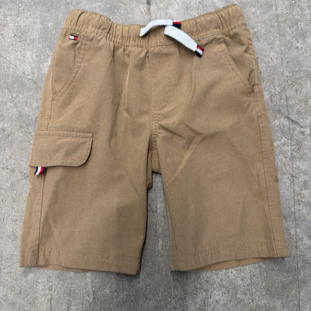 Tommy Hilfiger Kids Tan Cargo Shorts with White Drawstring